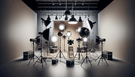 Professional film studio lighting setup symbolizing the visibility and recognition of trans pornstars